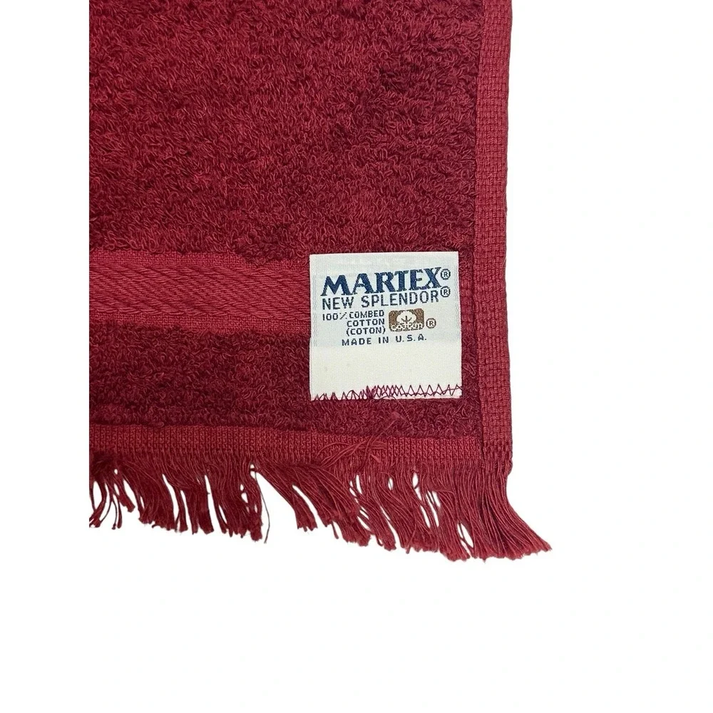 Martex Vtg Towel Set Pleated Paisley Burgundy Bath Hand Floral Cottage‎ 80s 90s